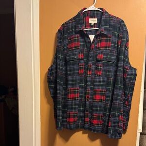MENS LUCKY BRAND JACQUARD DOBLE WEAVE PATCHWORK LONG SLEEVE SIZE XL NWT